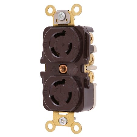 Hubbell Wiring Device-Kellems Locking Devices, Twist-Lock®, Industrial, Duplex Receptacle, 15A 250V, 2-Pole 3-Wire Grounding, L6-15R, Ring Terminal, Black HBL4550RT